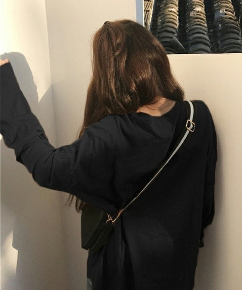 シンプル無地長袖プルオーバー